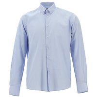 Açık Mavi Uzun Kol Slim Fit Dar Kesim Pamuk Düğmeli Yaka Gömlek