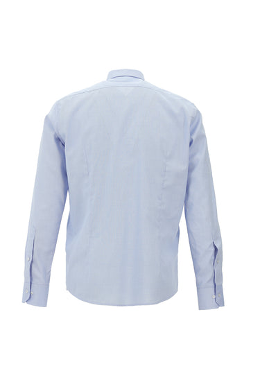 Açık Mavi Uzun Kol Slim Fit Dar Kesim Pamuk Düğmeli Yaka Gömlek