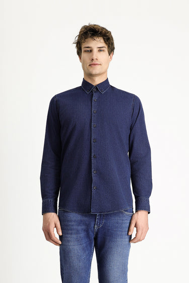 İndigo Uzun Kol Slim Fit Dar Kesim Desenli Pamuk Düğmeli Yaka Gömlek