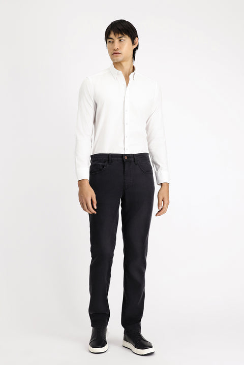 Beyaz Uzun Kol Slim Fit Dar Kesim Desenli Pamuk Gömlek