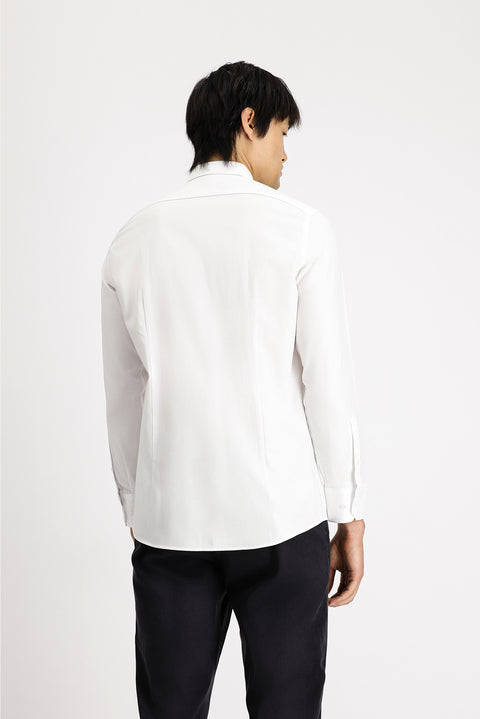 Beyaz Uzun Kol Slim Fit Dar Kesim Desenli Pamuk Gömlek