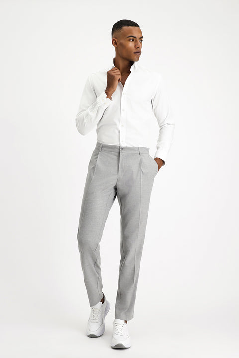 Beyaz Uzun Kol Slim Fit Dar Kesim Non Iron Desenli Klasik Pamuk Gömlek