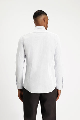  Açık Lacivert Uzun Kol Slim Fit Dar Kesim Desenli Klasik Pamuk Gömlek