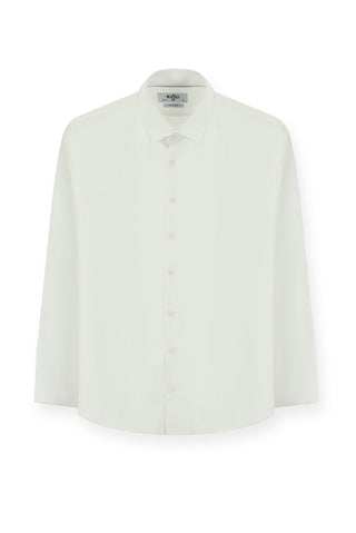  Beyaz Uzun Kol Slim Fit Dar Kesim Desenli Pamuk Klasik Gömlek