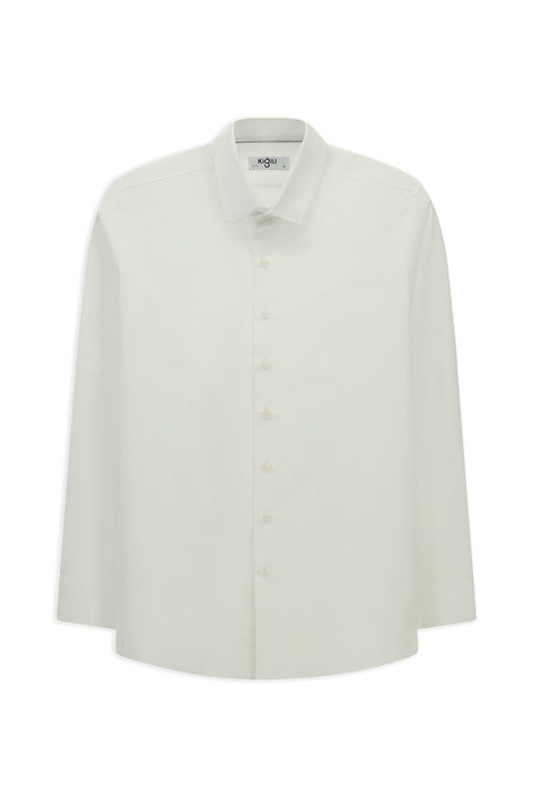 Beyaz Uzun Kol Slim Fit Dar Kesim Klasik Desenli Pamuk Gömlek