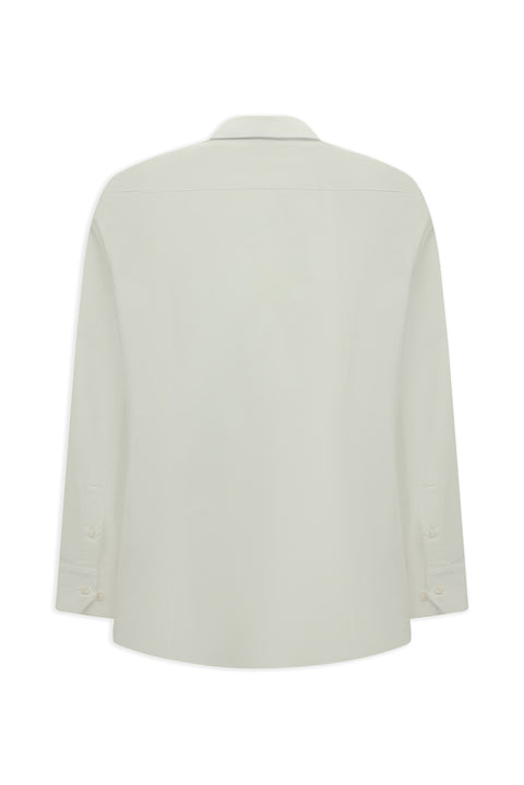 Beyaz Uzun Kol Slim Fit Dar Kesim Klasik Desenli Pamuk Gömlek