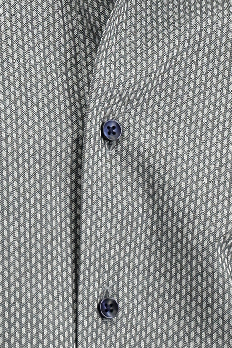 Orta Gri Uzun Kol Slim Fit Dar Kesim Klasik Desenli Pamuk Gömlek