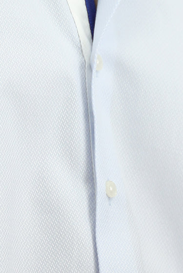 Açık Mavi Uzun Kol Slim Fit Dar Kesim Klasik Desenli Pamuk Gömlek