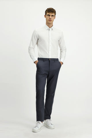  Beyaz Uzun Kol Slim Fit Dar Kesim Klasik Desenli Pamuk Gömlek