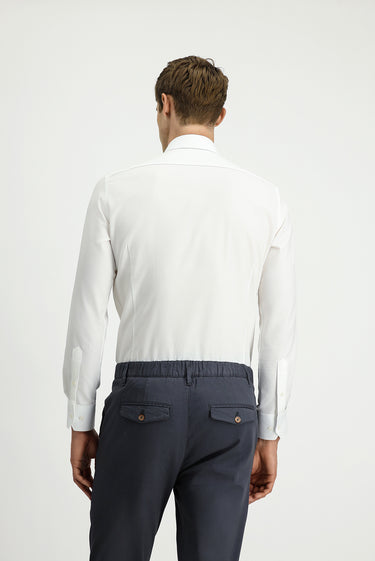 Beyaz Uzun Kol Slim Fit Dar Kesim Klasik Desenli Pamuk Gömlek
