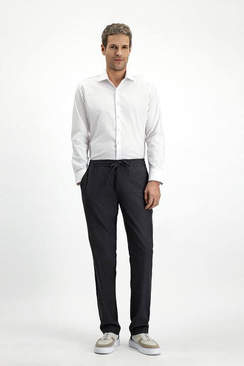 Beyaz Uzun Kol Slim Fit Dar Kesim Klasik Desenli Pamuk Gömlek