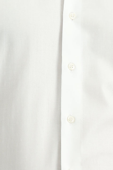 Beyaz Uzun Kol Slim Fit Dar Kesim Klasik Desenli Pamuk Gömlek