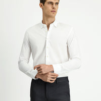 Beyaz Uzun Kol Slim Fit Dar Kesim Klasik Desenli Pamuk Gömlek