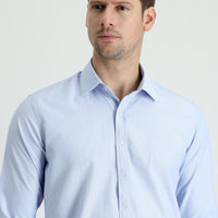 Gök Mavisi Uzun Kol Slim Fit Dar Kesim Klasik Desenli Pamuklu Kolay Ütülenebilir Gömlek