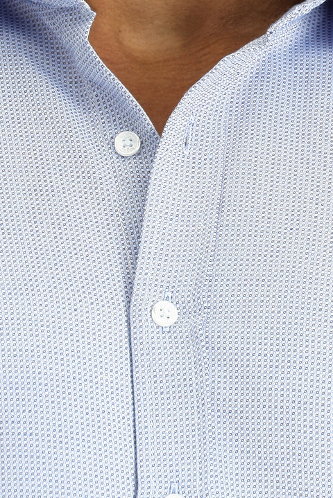 Mavi Uzun Kol Slim Fit Dar Kesim Klasik Desenli Pamuklu Kolay Ütülenebilir Gömlek