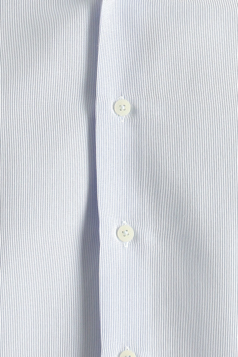 Açık Mavi Uzun Kol Slim Fit Dar Kesim Klasik Desenli Pamuklu Kolay Ütülenebilir Gömlek