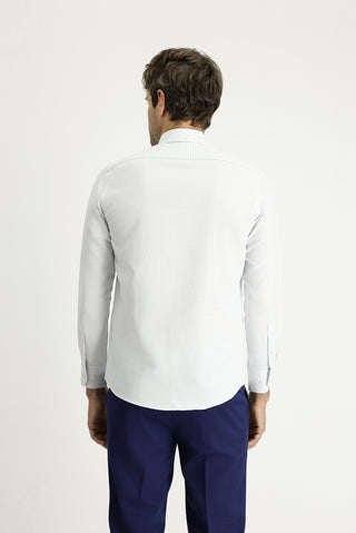  Uçuk Mavi Uzun Kol Slim Fit Dar Kesim Klasik Desenli Pamuklu Kolay Ütülenebilir Gömlek