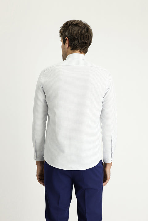 Uçuk Mavi Uzun Kol Slim Fit Dar Kesim Klasik Desenli Pamuklu Kolay Ütülenebilir Gömlek