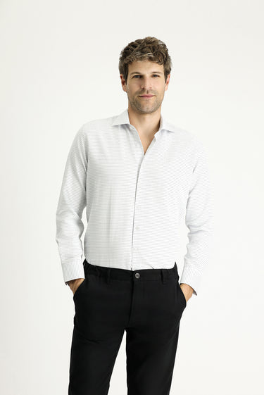 Mavi Uzun Kol Slim Fit Dar Kesim Klasik Desenli Pamuklu Kolay Ütülenebilir Gömlek