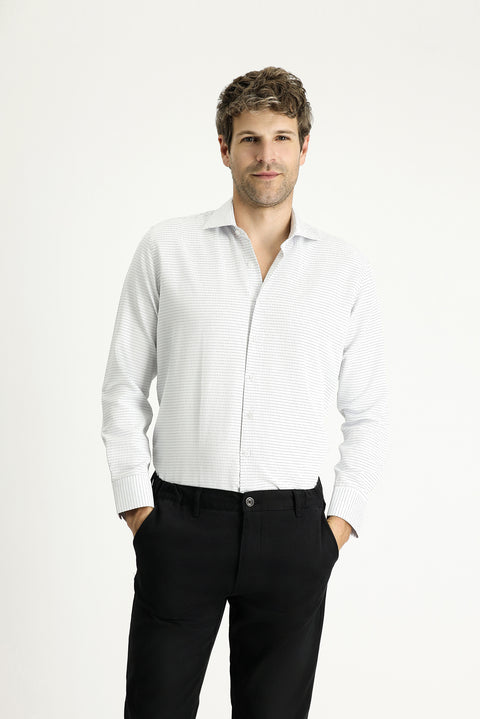 Mavi Uzun Kol Slim Fit Dar Kesim Klasik Desenli Pamuklu Kolay Ütülenebilir Gömlek