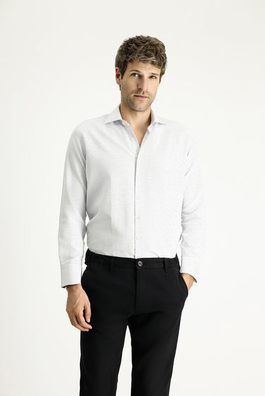 Mavi Uzun Kol Slim Fit Dar Kesim Klasik Desenli Pamuklu Kolay Ütülenebilir Gömlek