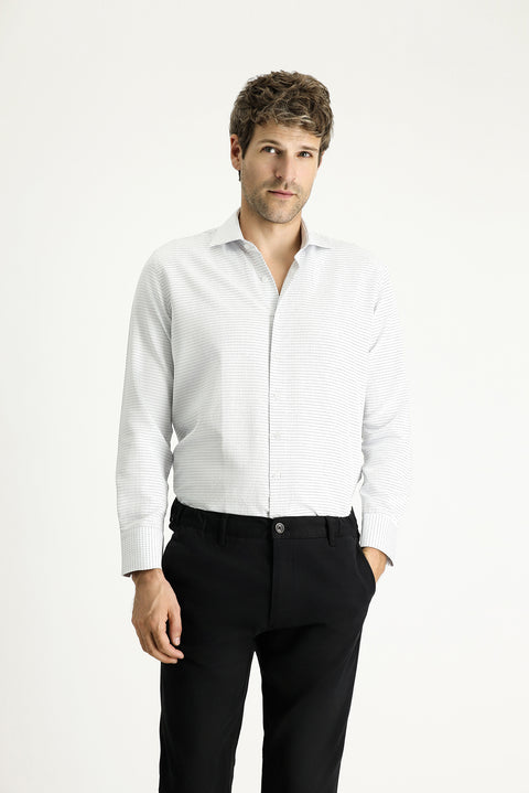 Mavi Uzun Kol Slim Fit Dar Kesim Klasik Desenli Pamuklu Kolay Ütülenebilir Gömlek