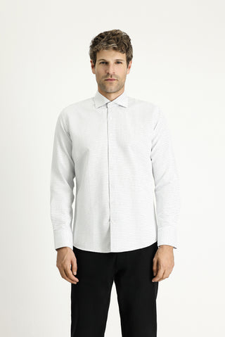  Mavi Uzun Kol Slim Fit Dar Kesim Klasik Desenli Pamuklu Kolay Ütülenebilir Gömlek