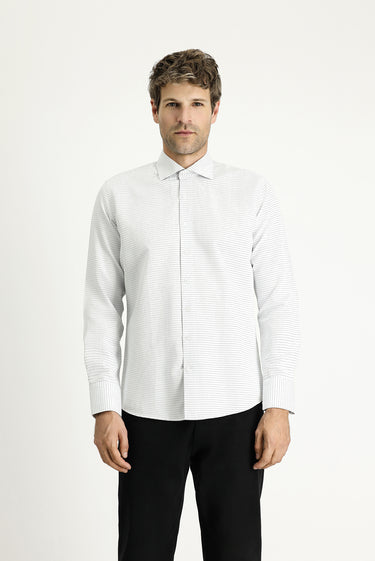 Mavi Uzun Kol Slim Fit Dar Kesim Klasik Desenli Pamuklu Kolay Ütülenebilir Gömlek