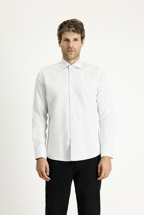 Mavi Uzun Kol Slim Fit Dar Kesim Klasik Desenli Pamuklu Kolay Ütülenebilir Gömlek