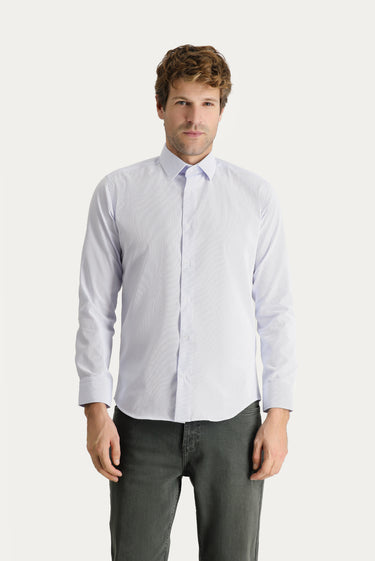  Açık Mavi Uzun Kol Slim Fit Dar Kesim Non Iron Pamuklu Gömlek