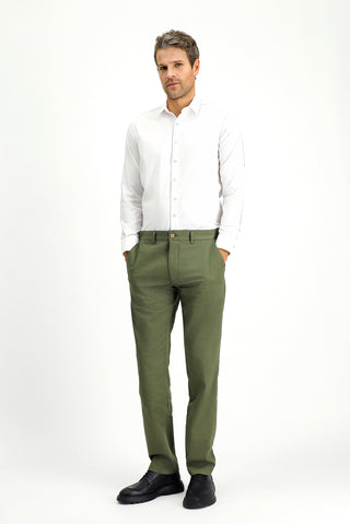  Beyaz Uzun Kol Slim Fit Dar Kesim Klasik Non Iron Desenli Pamuklu Gömlek