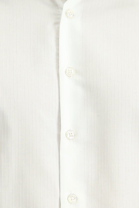 Beyaz Uzun Kol Slim Fit Dar Kesim Klasik Non Iron Desenli Pamuklu Gömlek