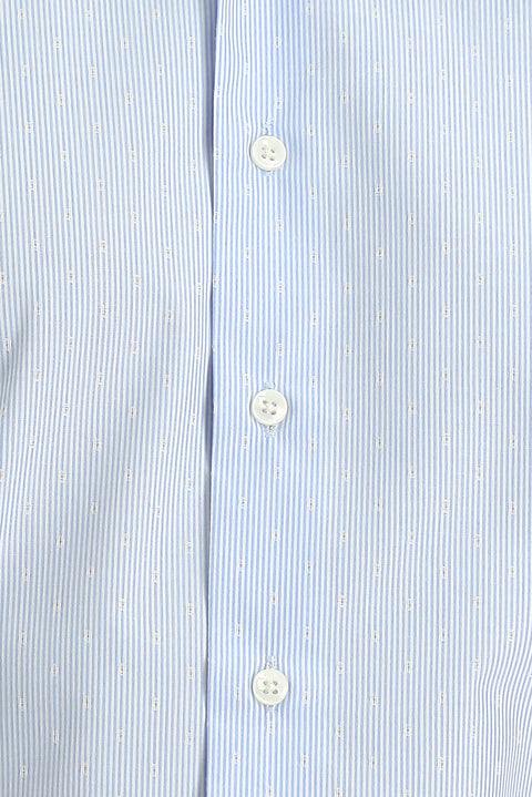 Açık Mavi Uzun Kol Slim Fit Dar Kesim Non Iron Klasik Desenli Pamuklu Gömlek