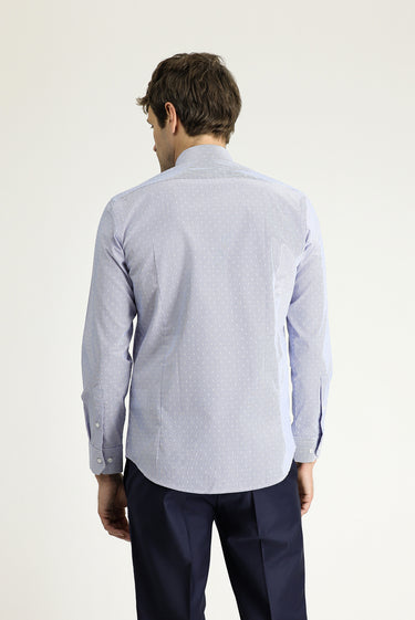  Koyu Mavi  Uzun Kol Slim Fit Dar Kesim Non Iron Klasik Desenli Pamuklu Gömlek