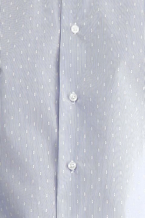 Koyu Mavi  Uzun Kol Slim Fit Dar Kesim Non Iron Klasik Desenli Pamuklu Gömlek