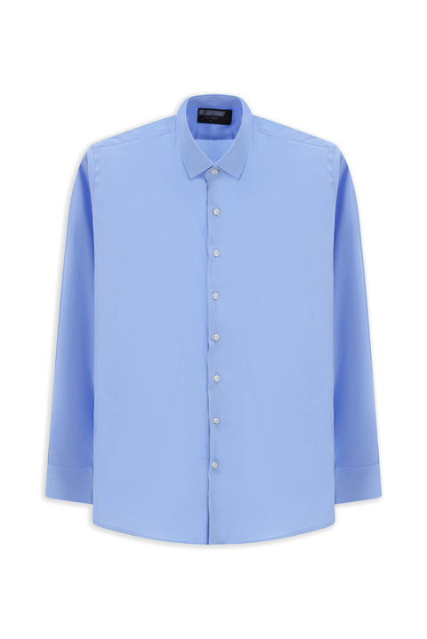 Açık Mavi Techno-Line Uzun Kol Slim Fit Dar Kesim Pamuklu Desenli Gömlek