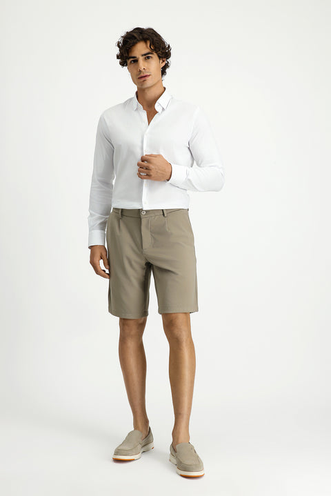 Beyaz Techno-Line Uzun Kol Slim Fit Dar Kesim Pamuklu Desenli Gömlek