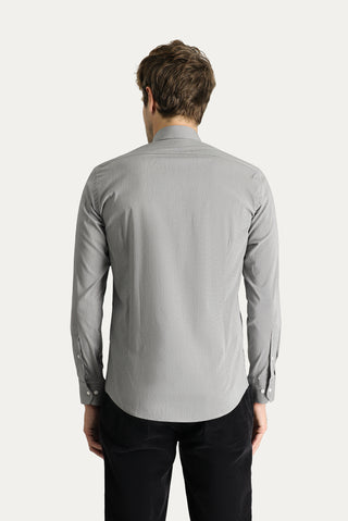  Siyah Uzun Kol Slim Fit Dar Kesim Desenli Pamuklu Spor Kolay Ütülenebilir Düğmeli Yaka Gömlek