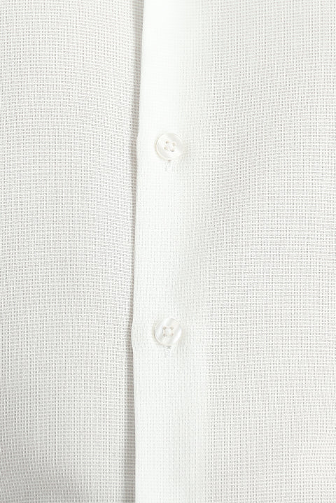 Beyaz Uzun Kol Klasik Desenli Pamuk Gömlek