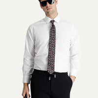 Beyaz Uzun Kol Klasik Çizgili Pamuk Gömlek