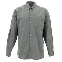 Açık Siyah Uzun Kol Regular Fit Oxford Desenli Pamuk Düğmeli Yaka Gömlek