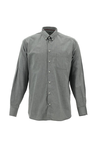  Açık Siyah Uzun Kol Regular Fit Oxford Desenli Pamuk Düğmeli Yaka Gömlek