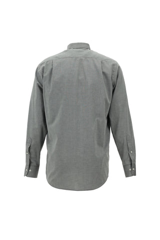  Açık Siyah Uzun Kol Regular Fit Oxford Desenli Pamuk Düğmeli Yaka Gömlek