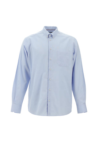  Açık Mavi Uzun Kol Regular Fit Oxford Desenli Pamuk Düğmeli Yaka Gömlek