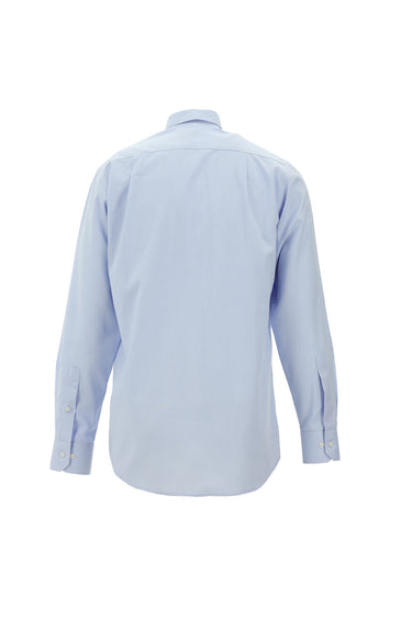  Açık Mavi Uzun Kol Regular Fit Oxford Desenli Pamuk Düğmeli Yaka Gömlek