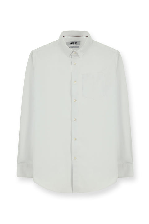 Beyaz Uzun Kol Regular Fit Desenli Pamuk Gömlek