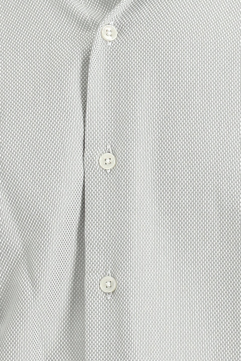 Orta Gri Uzun Kol Regular Fit Desenli Pamuk Düğmeli Yaka Oxford Gömlek