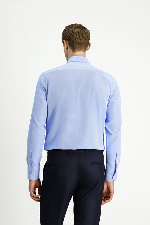 Mavi Uzun Kol Regular Fit Desenli Pamuk Düğmeli Yaka Oxford Gömlek