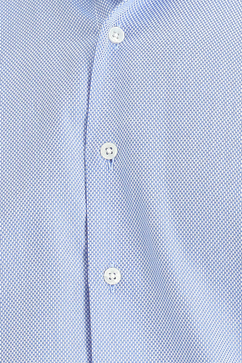 Mavi Uzun Kol Regular Fit Desenli Pamuk Düğmeli Yaka Oxford Gömlek