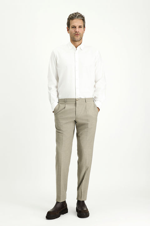 Beyaz Uzun Kol Regular Fit Desenli Pamuk Oxford Gömlek